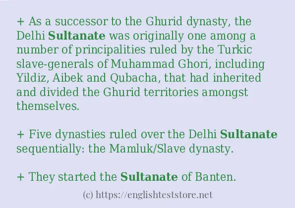 How to use in sentence of sultanate