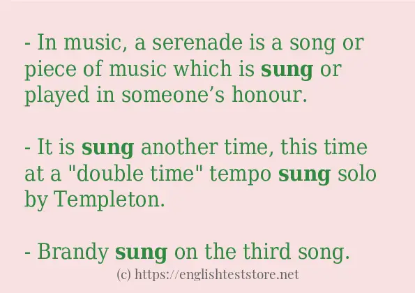 How to use in-sentence of sung