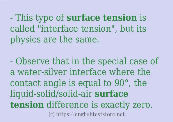 How to use in sentence of surface tension