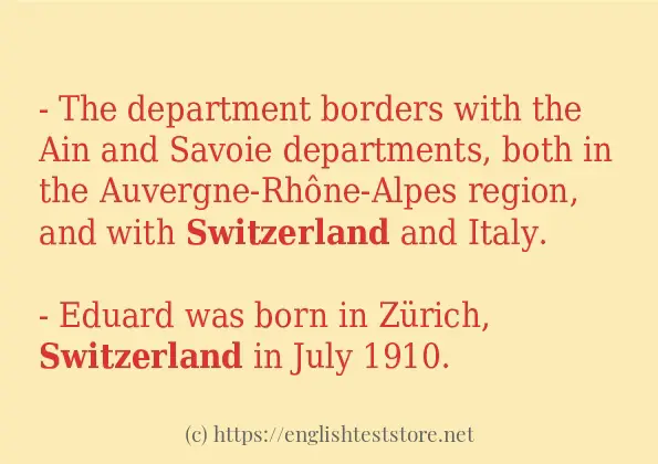 How to use in-sentence of switzerland