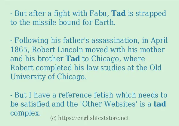 How to use in-sentence of tad