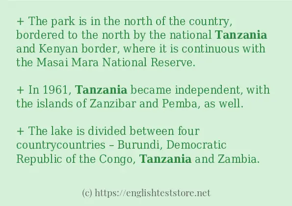 How to use in sentence of tanzania