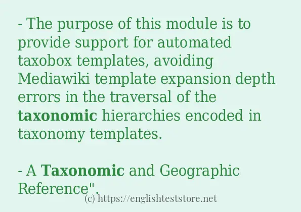 How to use in-sentence of taxonomic How to use in-sentence of taxonomic