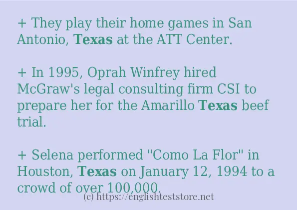How to use in sentence of texas