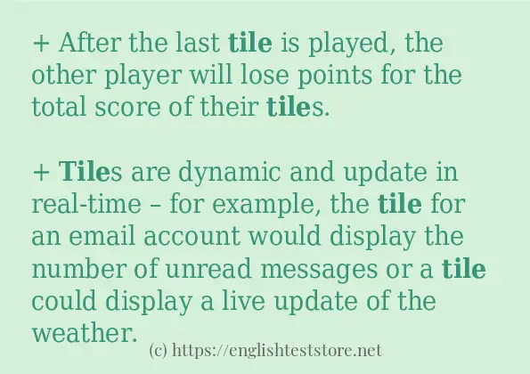 How to use in sentence of tile