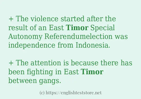 How to use in sentence of timor