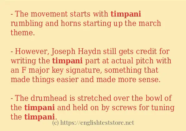 How to use in-sentence of timpani