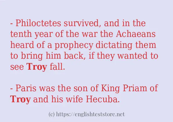 How to use in-sentence of troy