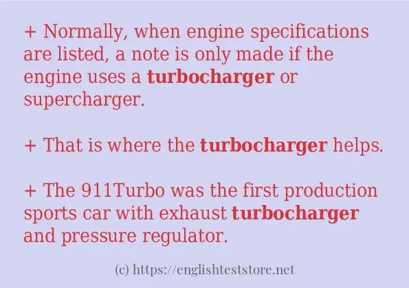 How to use in sentence of turbocharger