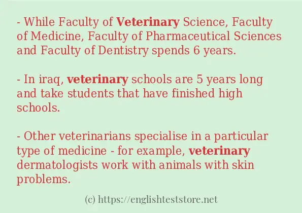 How to use in sentence of veterinary