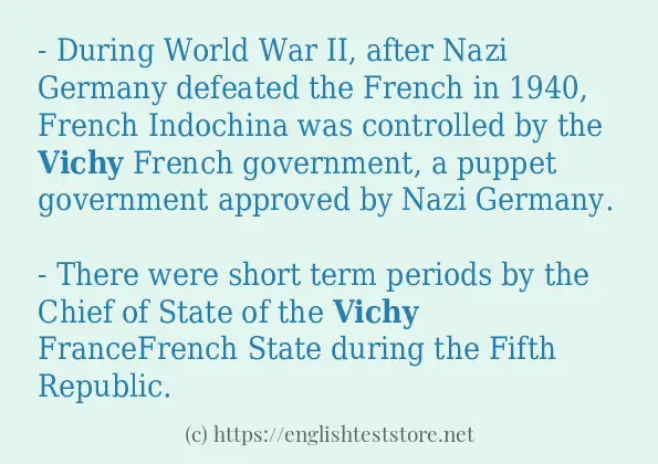 How to use in-sentence of vichy How to use in-sentence of vichy