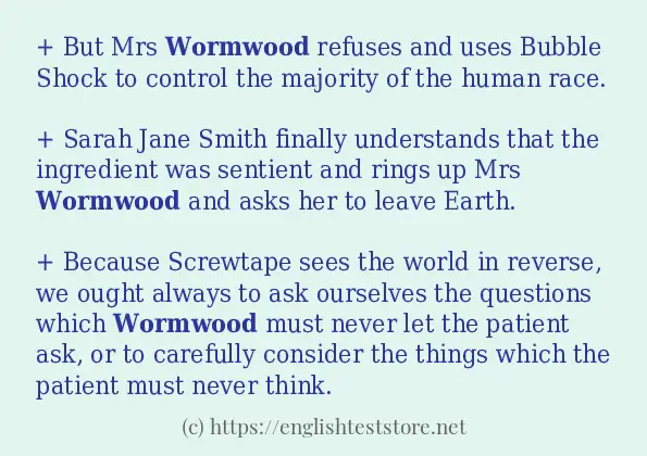 How to use in sentence of wormwood