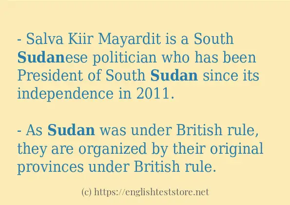 How to use the word Sudan