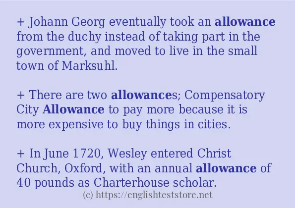 How to use the word allowance