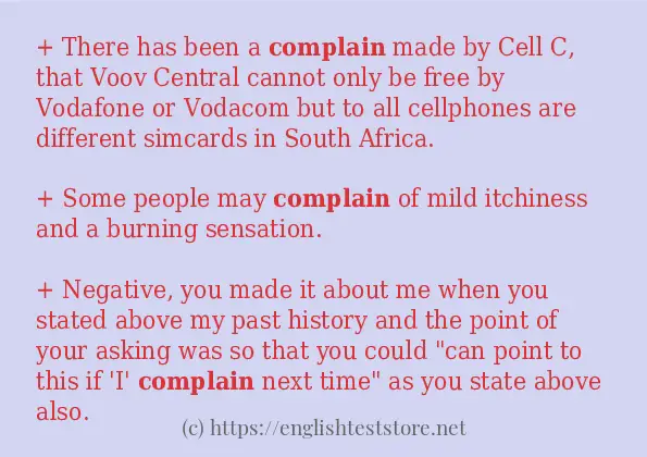 Make Sentence Using Word Complain