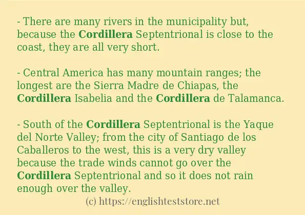 How to use the word cordillera