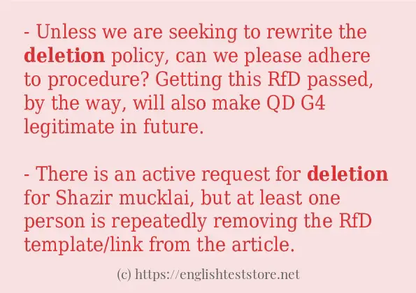 How to use the word deletion