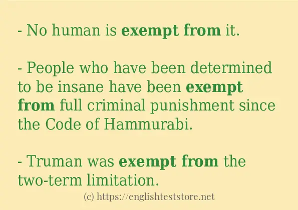 How to use the word exempt from