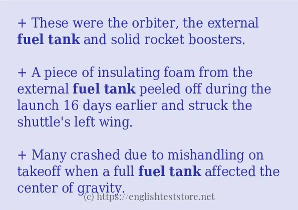 How to use the word fuel tank