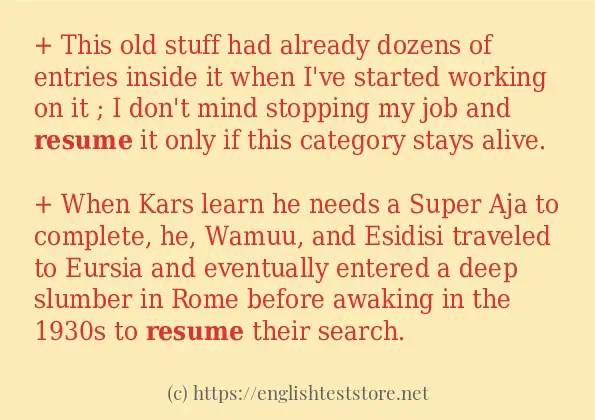 How to use the word resume