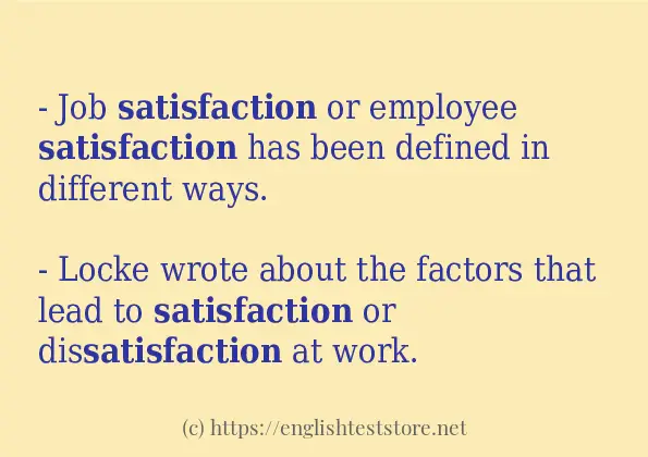 How to use the word satisfaction