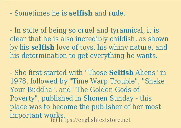 How to use the word selfish