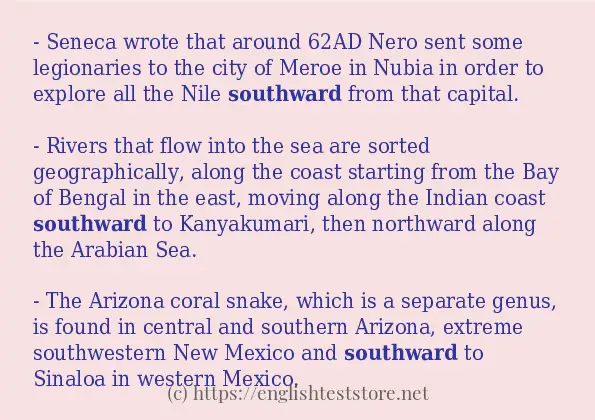 How to use the word southward