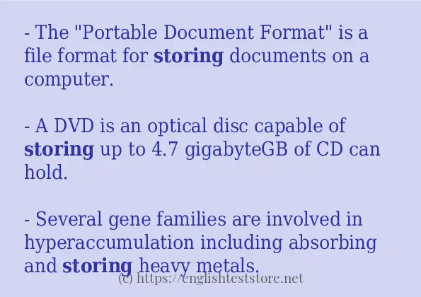 How to use the word storing