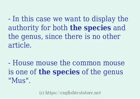 How to use the word the species