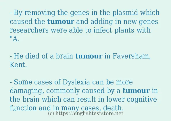 How to use the word tumour