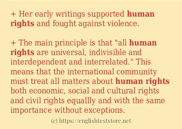 Human rights example in sentences