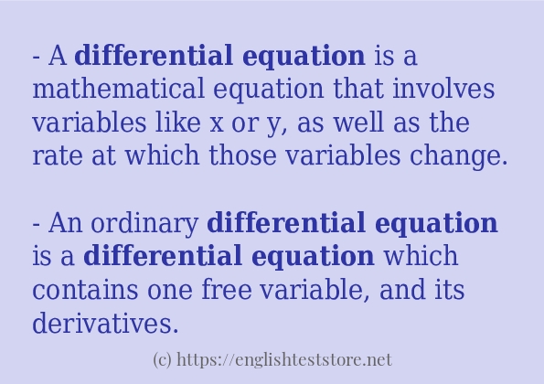 In sentence examples of Differential equation