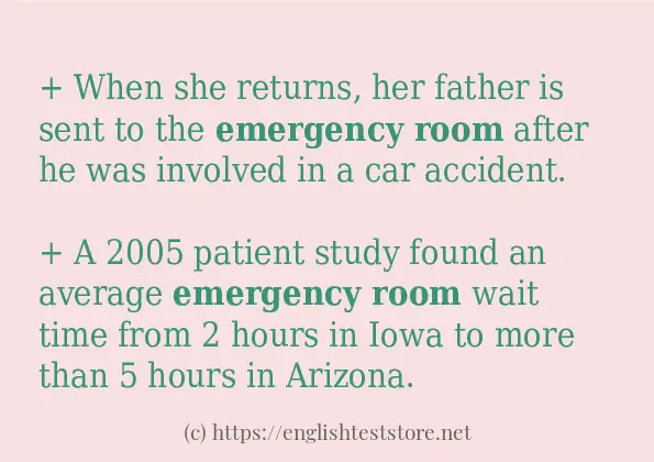 In-sentence examples of Emergency room