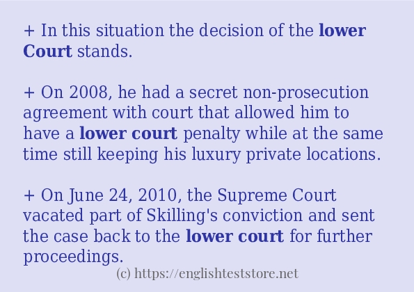 In sentence examples of Lower court