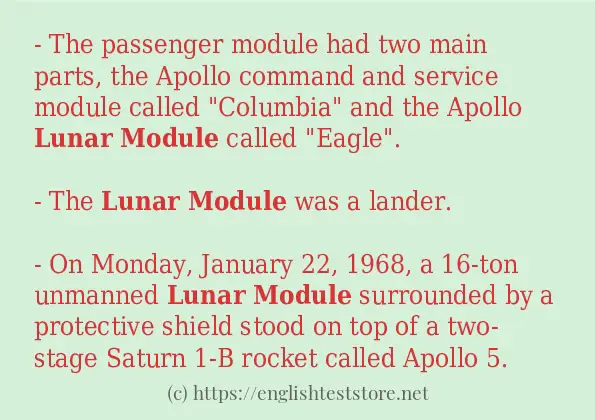 In-sentence examples of Lunar module