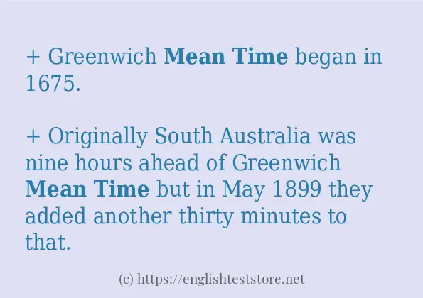 In sentence examples of Mean time