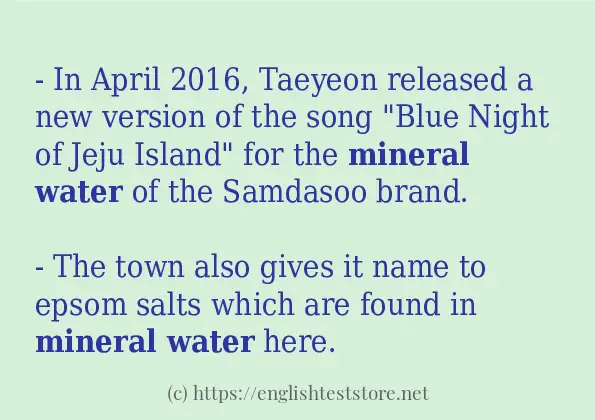 In-sentence examples of Mineral water