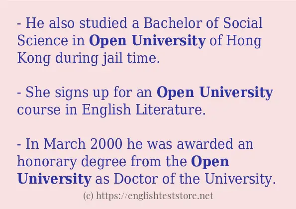 In-sentence examples of Open university