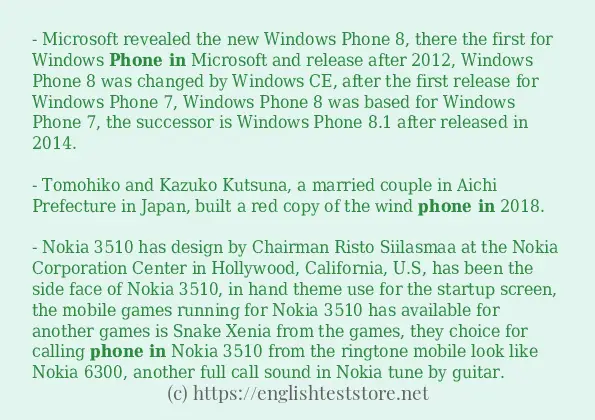 In-sentence examples of Phone in