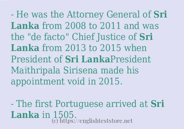 In-sentence examples of Sri Lanka