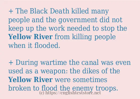 In sentence examples of Yellow River