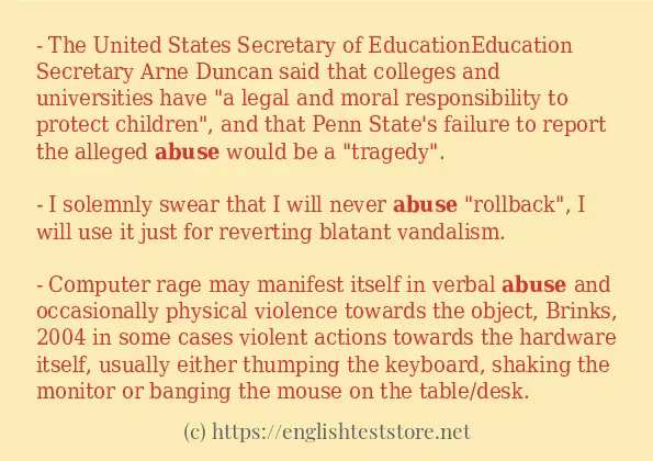 In sentence examples of abuse