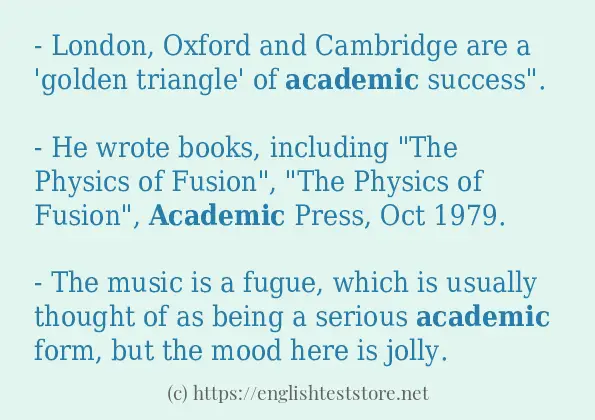 In-sentence examples of academic