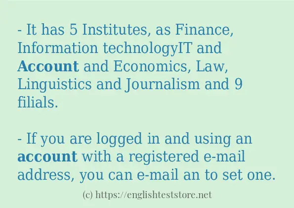 In sentence examples of account