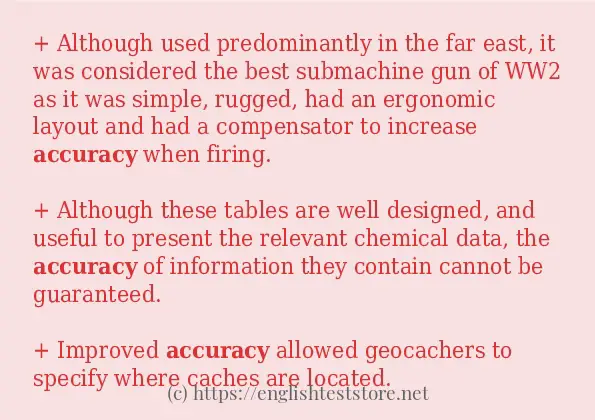 In-sentence examples of accuracy