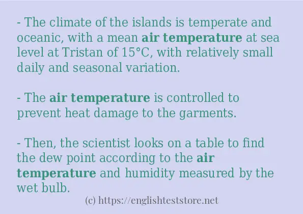 In-sentence examples of air temperature