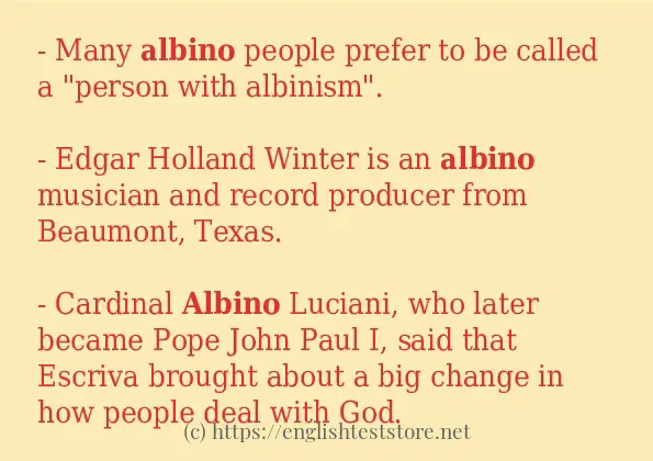 In-sentence examples of albino