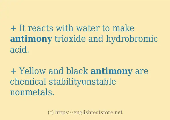 In sentence examples of antimony