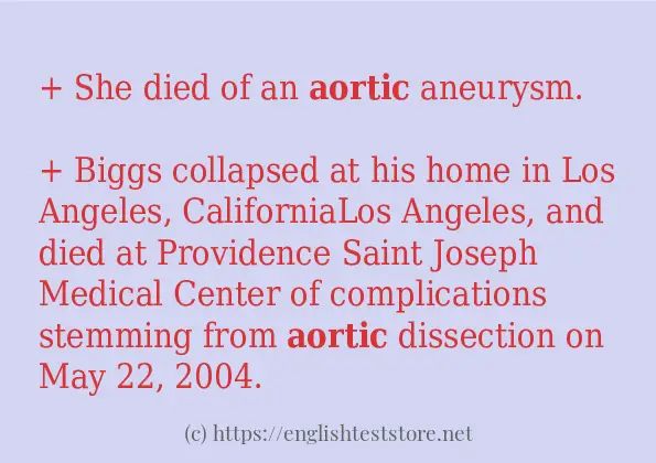 In-sentence examples of aortic