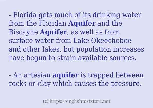 In sentence examples of aquifer